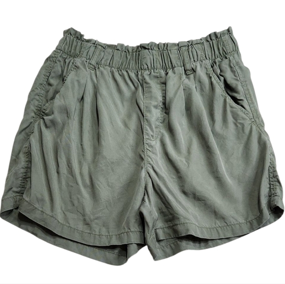 Sanctuary Olive Green Elastic Waist Pull On Pockets Paperbag Shorts Size Medium - Picture 1 of 8